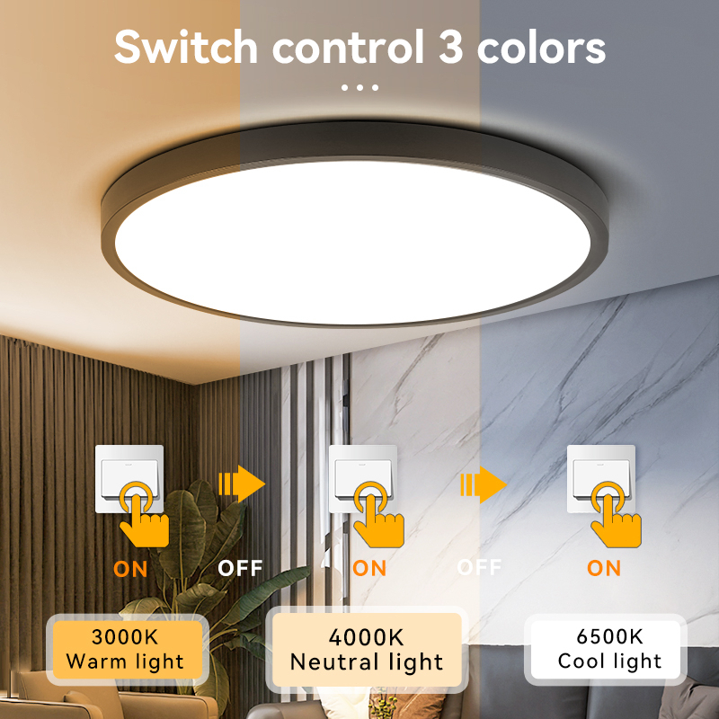 Đèn Led Tròn Gắn Trần 3 Màu Đèn âm trần 220V 50 / 70W Phong Cách Hiện Đại Đèn Panel Chiếu Sáng Phòng Ngủ Phòng Khách