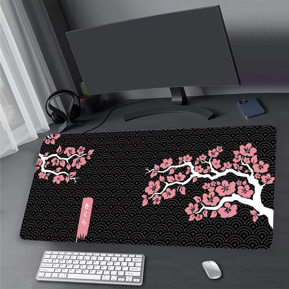 Lớn Phong Cách Nhật Bản Sakura Mouse Pad Fujiyama Gamer Mousepad 900x400mm Cao Su Tự Nhiên Để Bàn Thảm Phụ Kiện Chơi Game Thảm Bàn Phím Miếng Lót