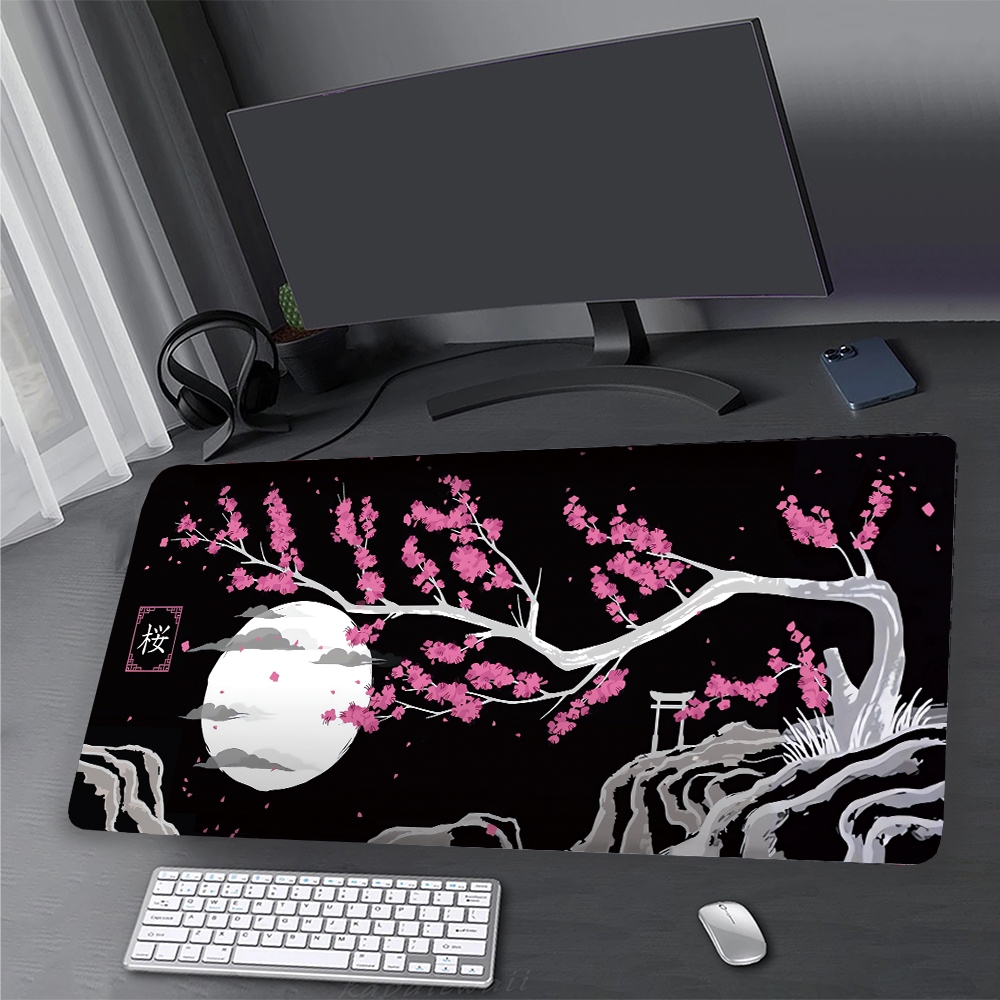 Lớn Phong Cách Nhật Bản Sakura Mouse Pad Fujiyama Gamer Mousepad 900x400mm Cao Su Tự Nhiên Để Bàn Thảm Phụ Kiện Chơi Game Thảm Bàn Phím Miếng Lót