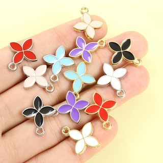 15 Chiếc Đầy Màu Sắc Bốn Lá Hoa Men Quyến Rũ Cho Handmade Trang Sức Quà Tặng Cho Người Yêu Bạn Bè DIY Hợp Thời Trang Vòng Cổ Vòng Tay Bông Tai May Mắn Bốn Lá Cỏ Ba Lá Nhỏ Giọt Dầu Hợp Kim Mặt Dây Chuyền