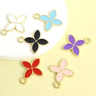 15 Chiếc Đầy Màu Sắc Bốn Lá Hoa Men Quyến Rũ Cho Handmade Trang Sức Quà Tặng Cho Người Yêu Bạn Bè DIY Hợp Thời Trang Vòng Cổ Vòng Tay Bông Tai May Mắn Bốn Lá Cỏ Ba Lá Nhỏ Giọt Dầu Hợp Kim Mặt Dây Chuyền