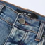 Thời trang mới màu xanh quần jean nam xếp li nước rửa hoài cổ nước rửa nút hoài cổ placket đục lỗ vá phun sơn xu hướng đường phố cao cấp thương hiệu hip-hop đàn hồi mỏng vừa vặn jean
