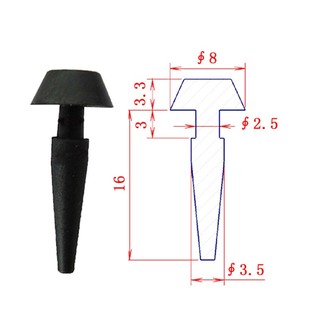 Silicone Cắm Cao Su Nút Chặn Bảo Vệ Niêm Phong Nắp Cửa Thảm Ẩn Từ View Cover Mềm Mại Màu Đen Hình nón Cắm Dia 2mm 2.5mm