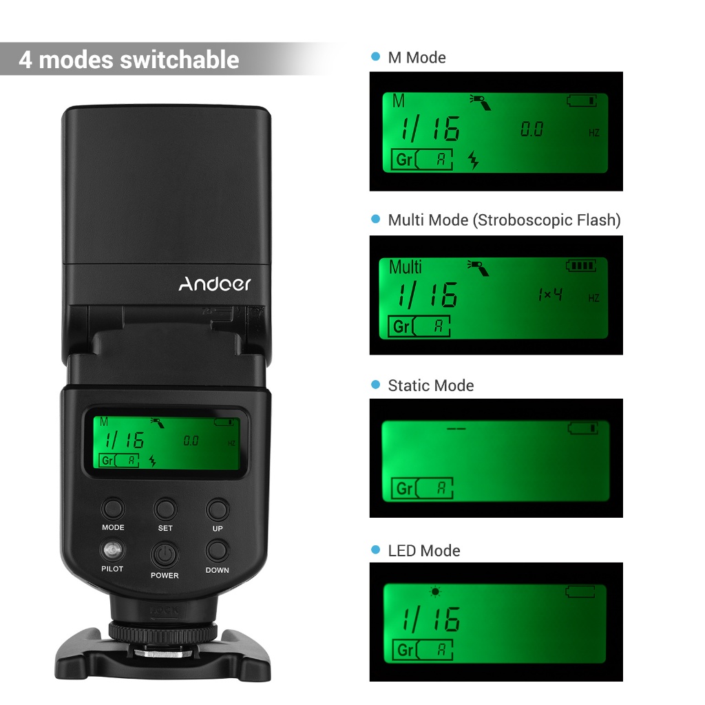 Andoer AD560 IV Không Dây Đa Năng Trên camera Slave Speedlite Đèn Flash ...