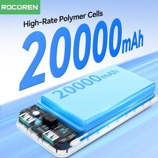 Rocoren 20000mAh PD 35W Ba cổng dung lượng lớn Power Bank Sạc nhanh Pin ngoài cho iPhone Huawei Samsung S24 Macbook Air