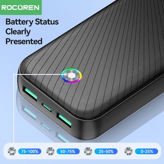 Rocoren 20000mAh PD 35W Ba cổng dung lượng lớn Power Bank Sạc nhanh Pin ngoài cho iPhone Huawei Samsung S24 Macbook Air