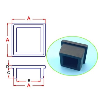 Phích cắm cao su silicon vuông 9.6mm ~ 50,6mm Mũ lỗ đen Trống cuối Nút chặn nội thất Tấm lót chân