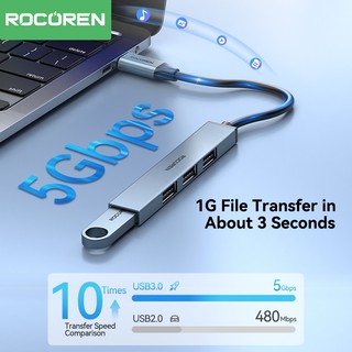 Bộ chuyển đổi cổng Rocoren 4 cổng USB Hub 3.0 Bộ chia USB tốc độ cao Hub dữ liệu mở rộng di động