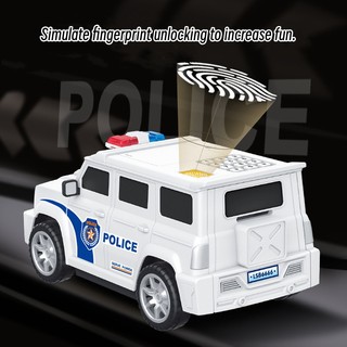 Trẻ em heo đất ngân hàng hoạt hình xe cảnh sát heo đất đồ chơi ngân hàng có dấu vân tay và âm nhạc mật khẩu đồ chơi lưu trữ tiền xe bé trai quà tặng ngày lễ Quà tặng năm mới