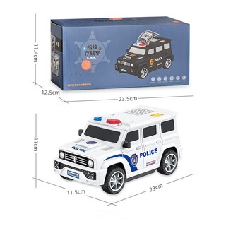 Trẻ em heo đất ngân hàng hoạt hình xe cảnh sát heo đất đồ chơi ngân hàng có dấu vân tay và âm nhạc mật khẩu đồ chơi lưu trữ tiền xe bé trai quà tặng ngày lễ Quà tặng năm mới
