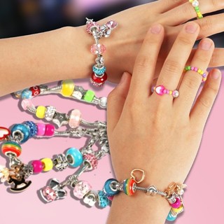 Đồ chơi DIY trẻ em Vòng tay hạt pha lê thủ công / hộp trang sức vòng cổ, quà tặng sinh nhật của bé gái thủ công, Giáng sinh, Quà tặng sinh nhật năm mới Bộ cầu vồng