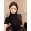 Milyfashion Pure Desire Modal Co Giãn Cao Cấp Gợi Cảm Ba Chiều Hoa Hồng Nửa Cổ Cao Áo Thun Tay Ngắn Xếp Ly Slim-