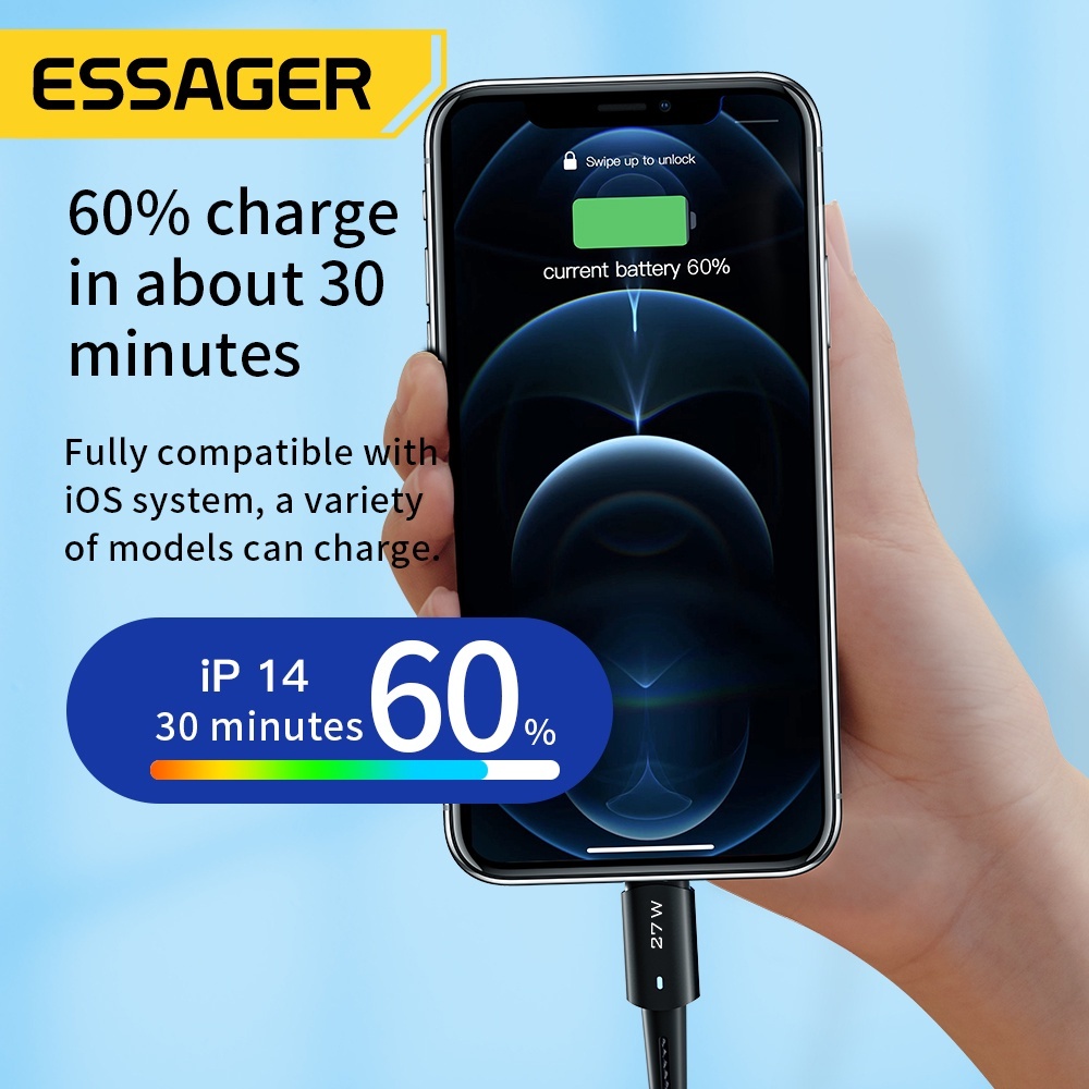 Ảnh Essager 27w PD USB c sang Lcáp sạc nhanh cho ip Type c cho dây 4
