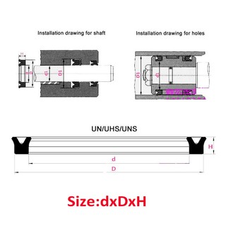 5 UHS Trục xuyên tâm Vòng đệm thủy lực ID 8-40mm Polyurethane Piston Trục Piston Thanh PU Single Lip U Cup Oil Seal O-Ring