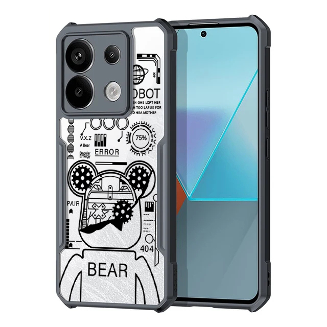 Vỏ Gấu Cơ XIAOMI Redmi Note 14 11T 12 Turbo 13 Pro Plus Speed 12S 5G 4G Vỏ Phong Cách Kim Loại Trong Suốt Chống Sốc Túi Khí