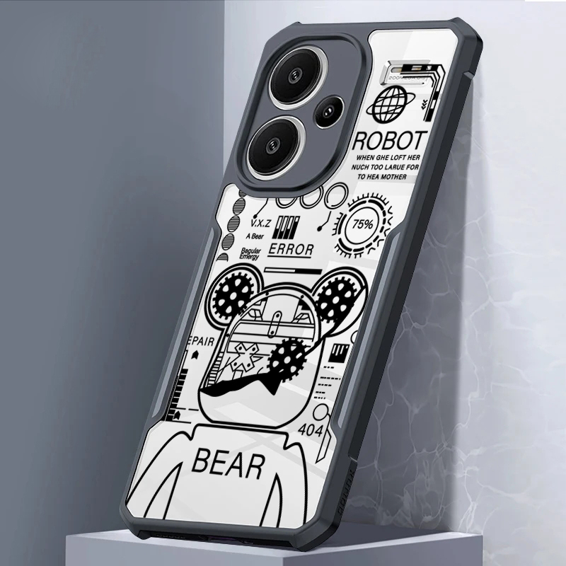 Vỏ Gấu Cơ XIAOMI Redmi Note 14 11T 12 Turbo 13 Pro Plus Speed 12S 5G 4G Vỏ Phong Cách Kim Loại Trong Suốt Chống Sốc Túi Khí