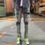 High Street Hợp Thời Trang Và Thời Trang Mới Ánh Sáng Xanh Nam Jeans Rửa, Hoài Cổ Đục Lỗ Miếng Dán Hip Hop Thương Hiệu Đàn Hồi Chất Lượng Cao Slim Fit Jeans