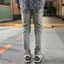 High Street Hợp Thời Trang Và Thời Trang Mới Ánh Sáng Xanh Nam Jeans Rửa, Hoài Cổ Đục Lỗ Miếng Dán Hip Hop Thương Hiệu Đàn Hồi Chất Lượng Cao Slim Fit Jeans