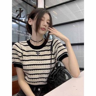 ZHELIHANGFEI Áo Thun Dệt Kim Tay Ngắn Lưng Cao Thời Trang Quyến Rũ Cho Nữ