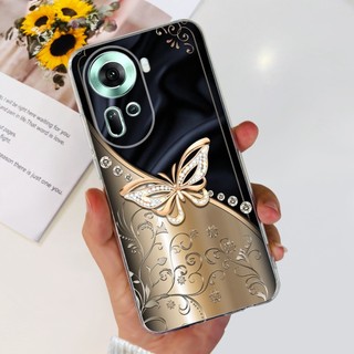 Dành Cho OPPO Reno 11 5G Vỏ 2024 Thời Trang Mới Hoa Hoạt Hình Trong Suốt Silicon Mềm TPU Ốp điện thoại Cho Reno11 CPH2599 Vỏ