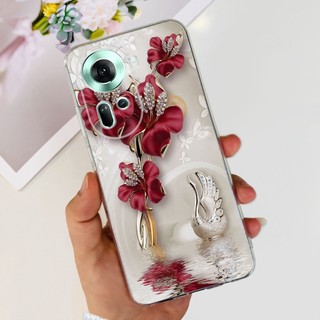 Dành Cho OPPO Reno 11 5G Vỏ 2024 Thời Trang Mới Hoa Hoạt Hình Trong Suốt Silicon Mềm TPU Ốp điện thoại Cho Reno11 CPH2599 Vỏ