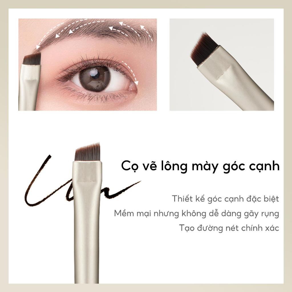 FelinWel - Bộ 2 Cọ Kẻ Lông Mày Góc Cạnh Nhỏ Cho Nữ, Kiêm Cọ Kẻ Mắt Đa Năng, Cầm Tay Tiện Lợi Dễ Tạo Hình