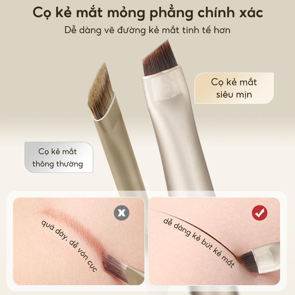 FelinWel - Bộ 2 Cọ Kẻ Lông Mày Góc Cạnh Nhỏ Cho Nữ, Kiêm Cọ Kẻ Mắt Đa Năng, Cầm Tay Tiện Lợi Dễ Tạo Hình