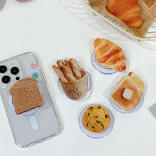 Hàn Quốc Bánh Mì Dễ Thương Cho Magsafe Từ Điện Thoại Grip Tok Griptok Đứng Cho iPhone 15 14 Có Thể Gập Lại Sạc Không Dây Hộp Đựng Nhẫn