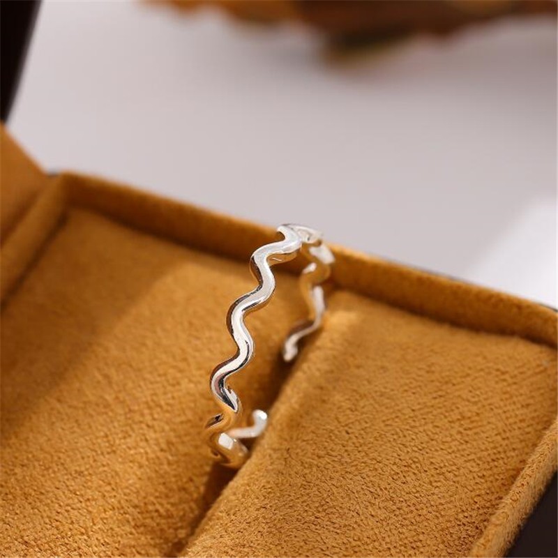 Phong Cách Mới Bạc 925 Nhẫn Thời Trang Đơn Giản Ngọt Ngào Xoắn Bóng Cá Tính Sáng Tạo Sóng Nhỏ Hình Học Mở Nhẫn Nữ Bạc Trang Sức Có Thể Điều Chỉnh Nhẫn Phụ Kiện CR085