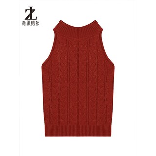 ZHELIHANGFEI Red Twist Nửa Cổ Rùa Áo Len Vest Nữ Skinny Cao Cấp Áo Len Không Tay Bên Trong