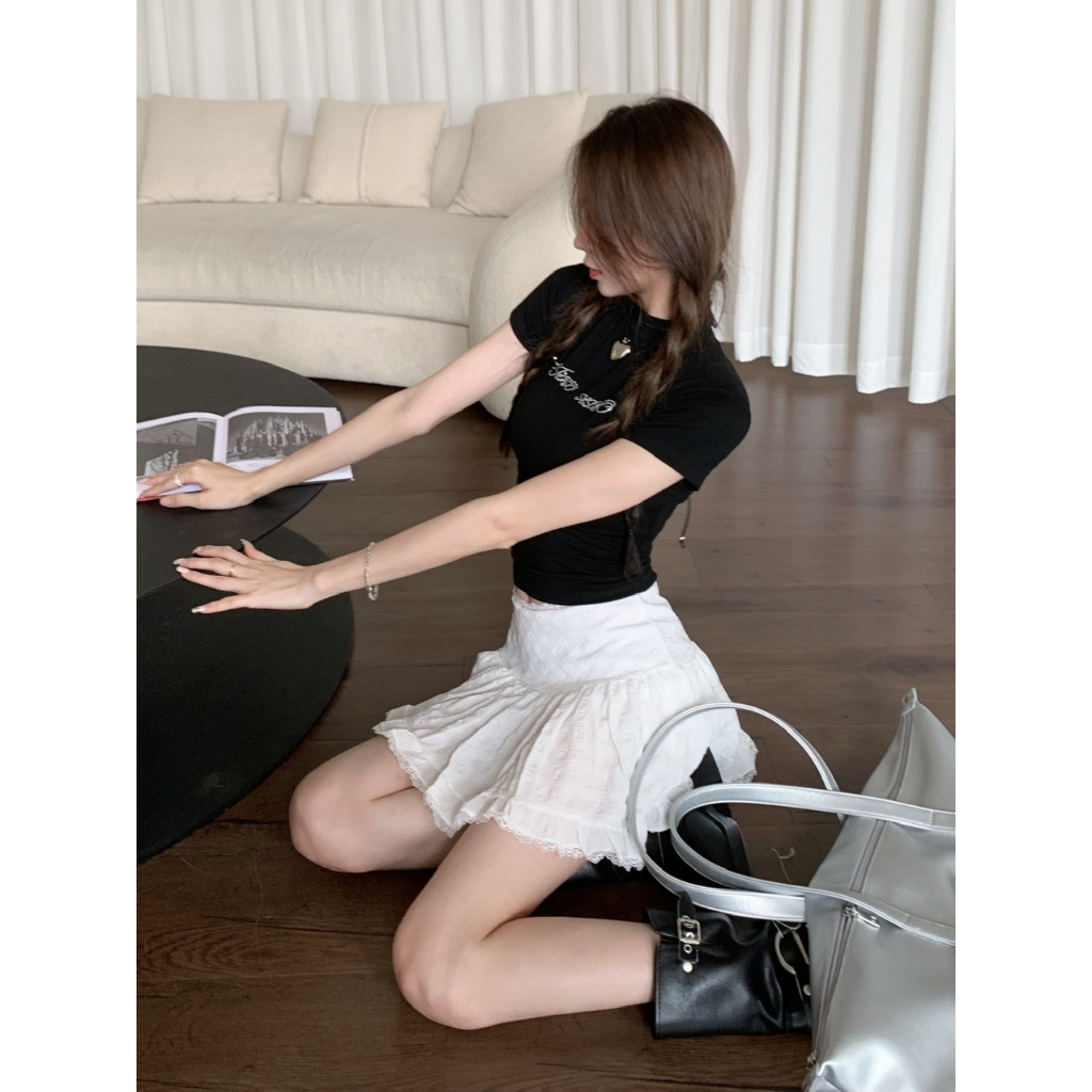 【BANKO】Váy chữ A màu trắng phong cách múa ba lê thời trang dành cho nữ