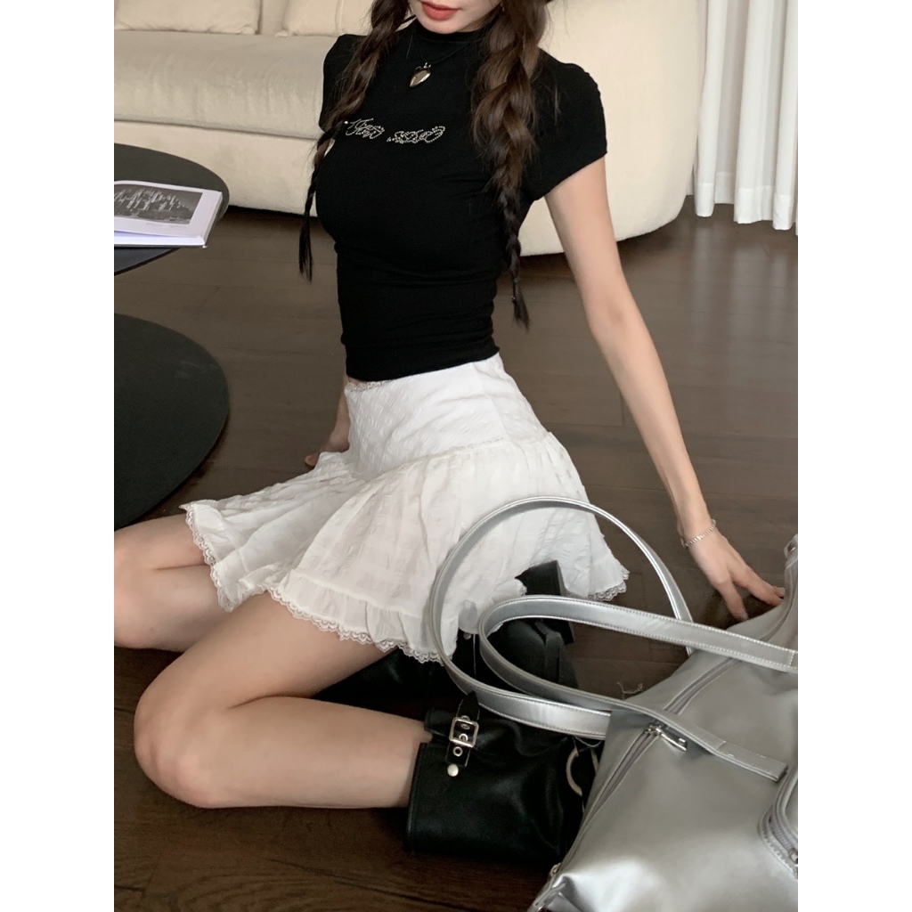 【BANKO】Váy chữ A màu trắng phong cách múa ba lê thời trang dành cho nữ