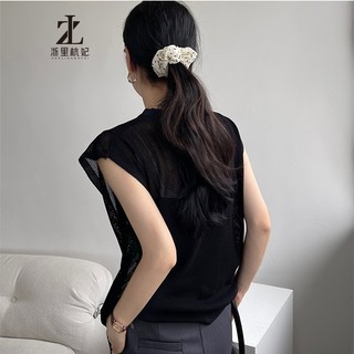 ZHELIHANGFEI Áo dệt kim mỏng không tay dáng rộng in chữ 3 màu lựa chọn thời trang mùa hè cho nữ