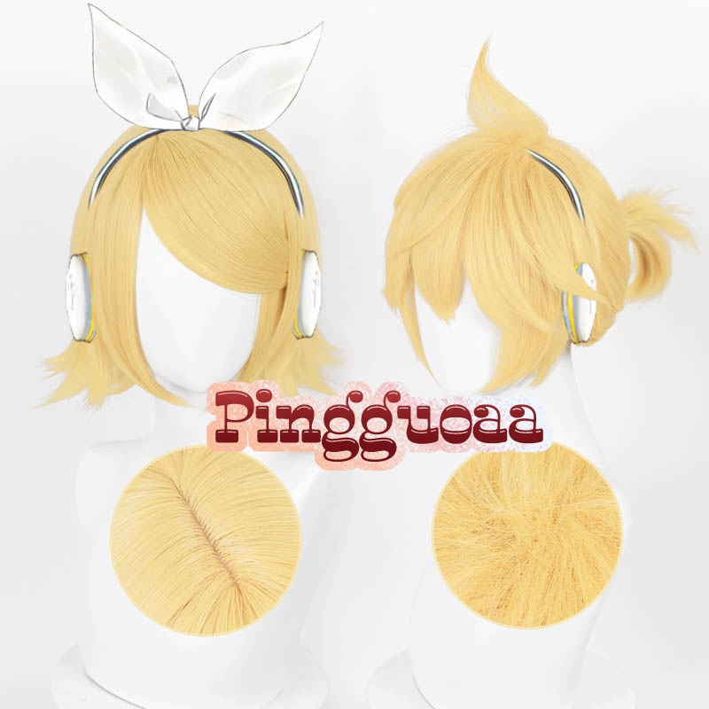 Vocaloid Kagamine Rin/Kagamine Len Cosplay Wig 30cm Short Gold Yellow ...