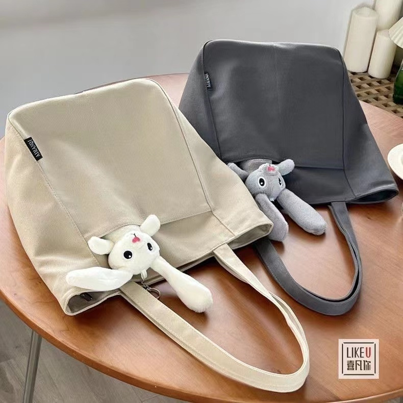 Túi vải canvas sức chứa lớn, thời trang mới cho học sinh, đeo vai đơn, kiểu tote