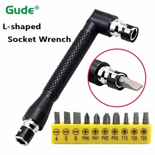 Cờ lê ổ cắm Mini 1 / 4 "6.35mm Đầu kép hình chữ L Đa chức năng Tuốc nơ vít tam giác bên trong Chìa khóa chữ thập Bộ mũi khoan Bit