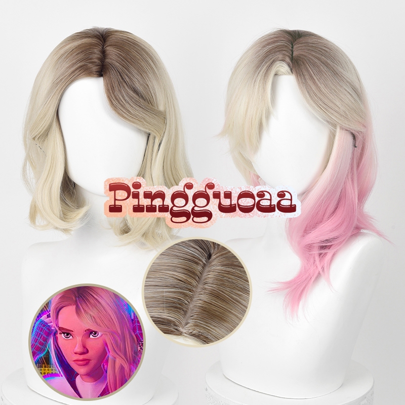 Gwen Stacy Spiderman Across The Spider Verse Cosplay Wig Pink Gradient ...