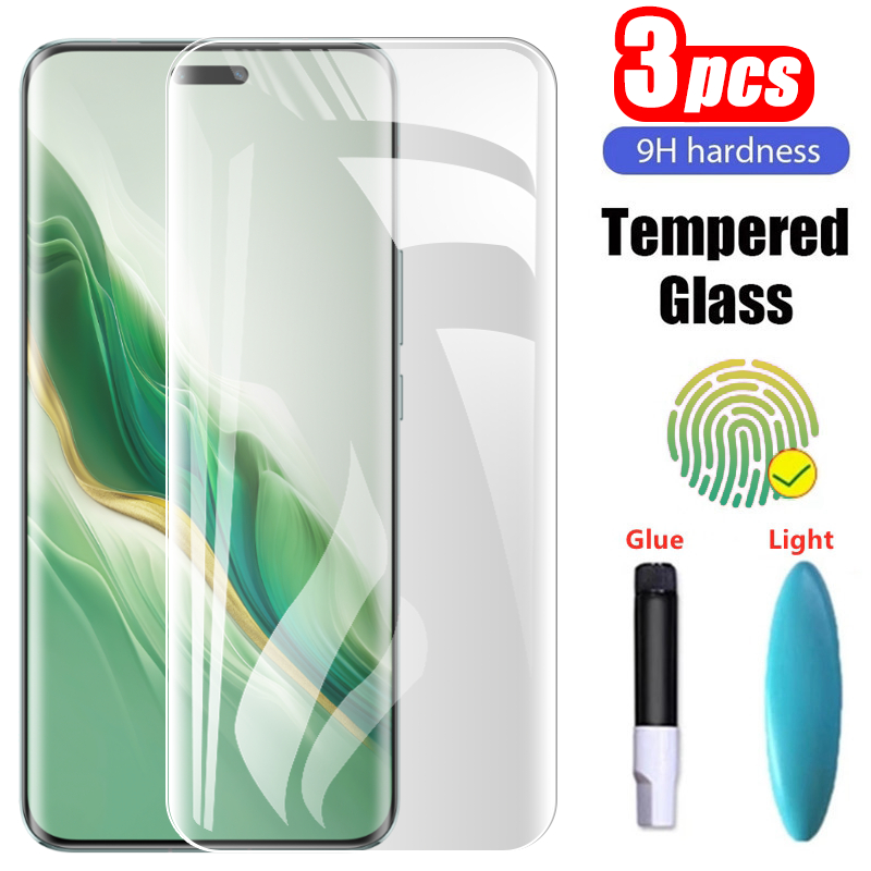 3 Kính Cường Lực UV Cho Honor 400 300 200 100 90 80 70 V40 X9c X9b X9a X60 GT Magic 6 5 4 3 Pro + SE Lite 5G Bảo Vệ Màn Hình Full Keo Bảo Vệ Kính Bảo Vệ