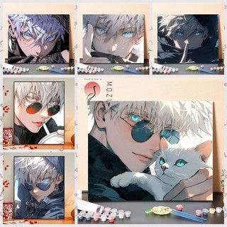 MOZI✨Trả lại chính tả 40*50cm tranh tô màu theo số nhân vật hoạt hình tranh sơn dầu số  sơn acrylic Gojo go Tranh Sơn Dầu Vẽ Tay Kỹ Thuật Số Tự Làm Trang Trí Nhà Cửa