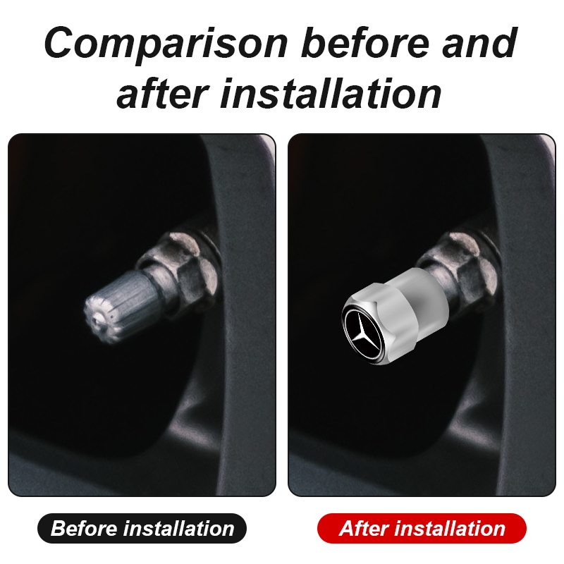 4 Đen / Bạc Hợp Kim Lốp Xe Ô Tô Nắp Không Khí Lục Giác / Hình Trụ Bánh Xe Ô Tô Lõi Lốp Dành Cho Xe Mercedes Benz Class W212 W211 W210 W203 W204 W205 CLA GLK CLS A C E