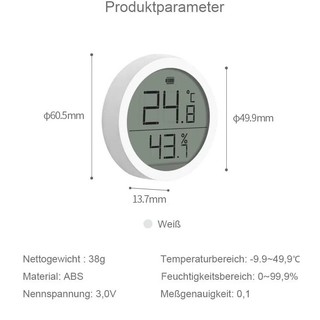 Qingping Digital BLE5.0 Nhiệt kế & Máy đo độ ẩm Màn hình Lite Điện tử Màn hình LCD Dữ liệu Ghi tự động Ứng dụng nhà Mi