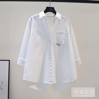Áo sơ mi nữ dáng rộng có khe hở lưng Áo sơ mi cổ Polo dài tay mặc thường ngày