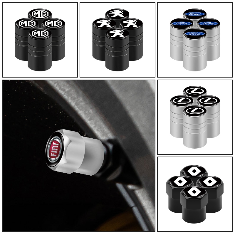 4 Cái / bộ Bạc / Đen Kim Loại Lốp Van Áp Lực Nắp Lốp Áp Lực Không Khí Cho Xe Toyota Lexus Subaru BMW Mini Honda VW Skoda Benz