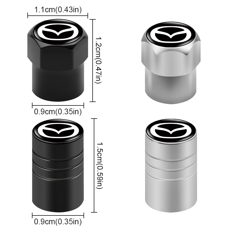 4 Cái / bộ Bạc / Đen Kim Loại Lốp Van Áp Lực Nắp Lốp Áp Lực Không Khí Cho Xe Toyota Lexus Subaru BMW Mini Honda VW Skoda Benz