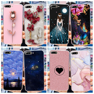 Ốp Lưng Cho Huawei Y7 Pro (2018) Vỏ Hoạt Hình Hoa Đá Cẩm Thạch Phổ Biến Vỏ Điện Thoại Trong Suốt Mềm Cho Huawei Y7Pro 2018 Vỏ
