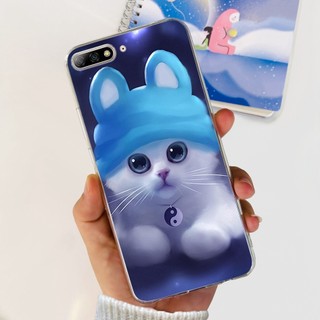 Ốp Lưng Cho Huawei Y7 Pro (2018) Vỏ Hoạt Hình Hoa Đá Cẩm Thạch Phổ Biến Vỏ Điện Thoại Trong Suốt Mềm Cho Huawei Y7Pro 2018 Vỏ
