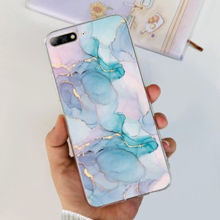 Ốp Lưng Cho Huawei Y7 Pro (2018) Vỏ Hoạt Hình Hoa Đá Cẩm Thạch Phổ Biến Vỏ Điện Thoại Trong Suốt Mềm Cho Huawei Y7Pro 2018 Vỏ