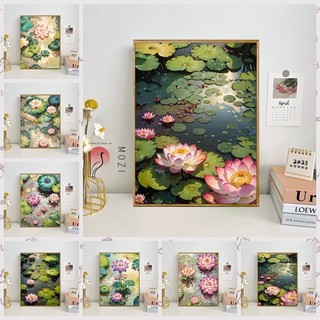 MOZI tranh tô màu theo số 40x50cm chủ đề hoa sen, sơn dầu kỹ thuật số DIY, tranh treo tường trang trí