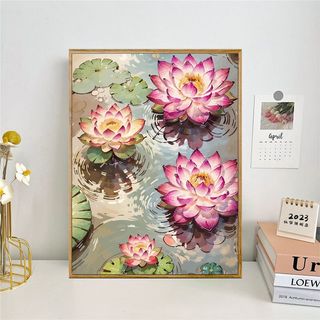 MOZI tranh tô màu theo số 40x50cm chủ đề hoa sen, sơn dầu kỹ thuật số DIY, tranh treo tường trang trí
