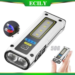 Ecily Đa Năng Mini COB Đèn Pin Di Động Type-C Sạc Nam Châm Mạnh Đèn Làm Việc Đèn Pin Led Công Suất Cao Với Power Bank